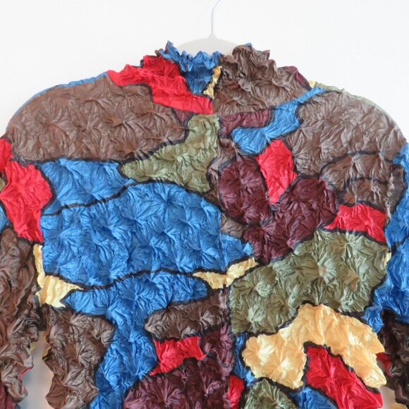 BRAIN DEAD Scrunch Crinkle Pleated Abstract Artsy Colorful Pullover Top Sz S/M - Picture 13 of 16